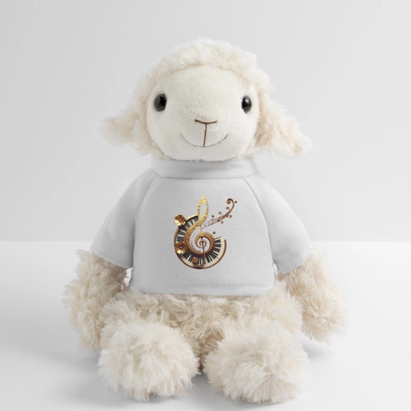Conception musicale avec engrenages et notes dorées Mouton en peluche Annika MiniFeet®