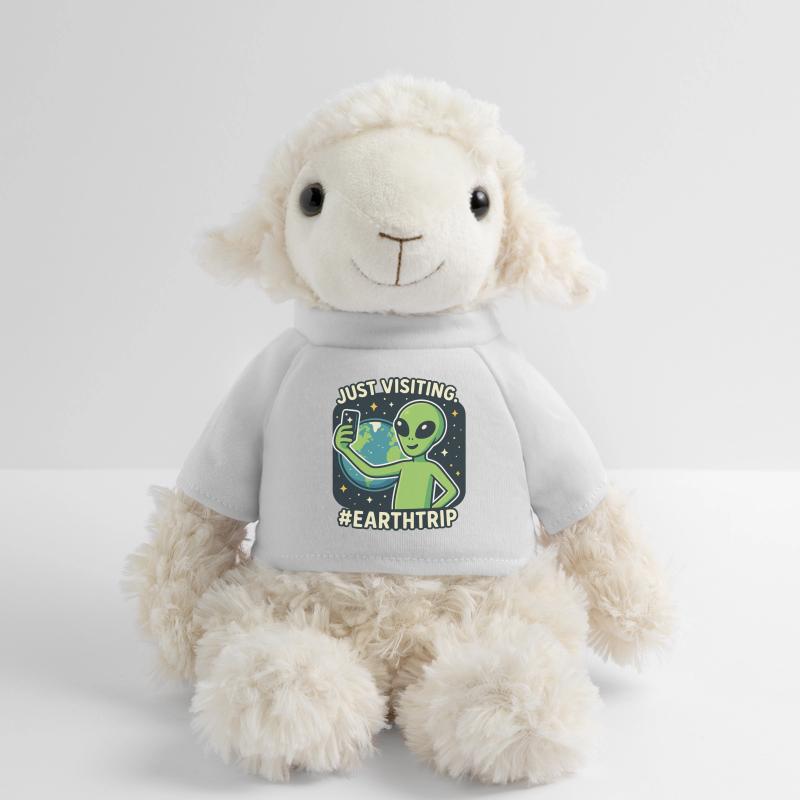 Selfie extraterrestre avec la Terre Mouton en peluche Annika MiniFeet®