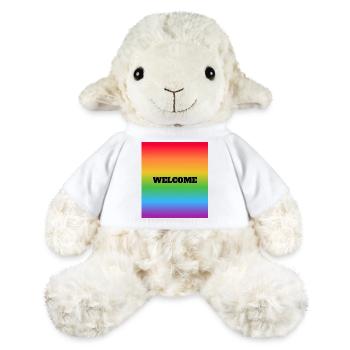 LGBT rainbow welcome - LGBTQ Safe Space - Gay Ally - MiniFeet® Sheep Annika - white - Front