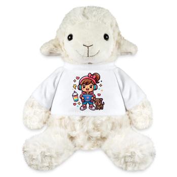 Aesthetic Gamer Girl with a surf tablet and a Pup - MiniFeet® Sheep Annika - white - Front