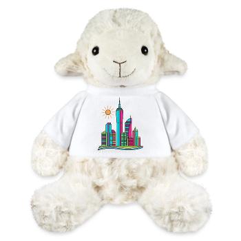 Lebendige abstrakte Stadtsilhouette Moderne farbenfrohe Kunst - MiniFeet® Schaf Annika - Weiß - Vorne