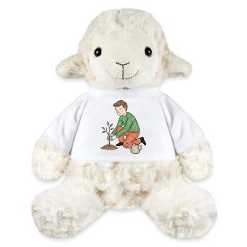 Jeune jardinier plante une pousse - Mouton en peluche Annika MiniFeet® - blanc - Devant