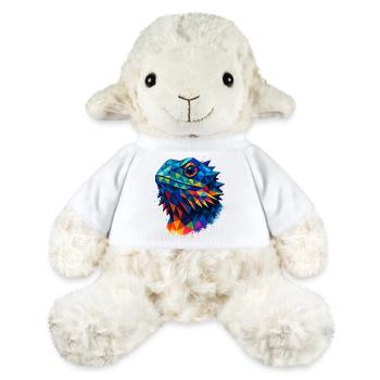 Dragon Barbu Géométrique Style Low Poly Bleu - Mouton en peluche Annika MiniFeet® - blanc - Devant