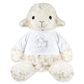 T-shirt en dessin unisexe avec un croquis sur le visage de la femme - Mouton en peluche Annika MiniFeet® - blanc - Devant