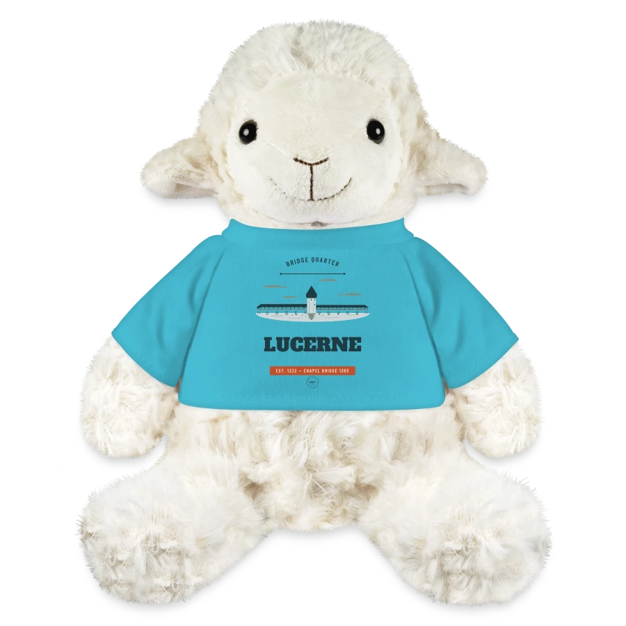 Lucerne badge on a minifeet® sheep annika, atoll blue