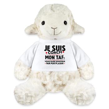 Je suis coach, Humour cadeau sportif coach - Mouton en peluche Annika MiniFeet® - blanc - Devant