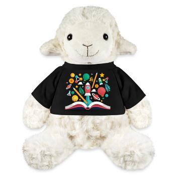Livre ouvert avec des objets scolaires, apprendre et éduquer - Mouton en peluche Annika MiniFeet® - noir - Devant