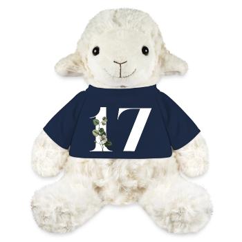 Numéro 17 floral vert -17e anniversaire floral - Mouton en peluche Annika MiniFeet® - bleu marine - Devant