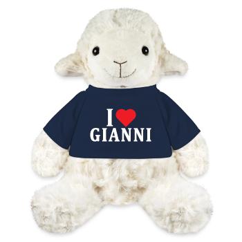 t-shirt I love Gianni t-shirt idée cadeau - Mouton en peluche Annika MiniFeet® - bleu marine - Devant