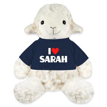 J’adore Sarah Red Heart Romantique Nom Fan - Mouton en peluche Annika MiniFeet® - bleu marine - Devant