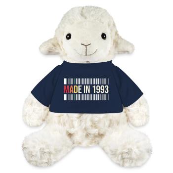Né en 1993 T-shirt code-barres rétro - Mouton en peluche Annika MiniFeet® - bleu marine - Devant