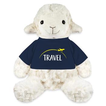 Travel Typo mit Flugzeugkreis - MiniFeet® Schaf Annika - French Navy - Vorne