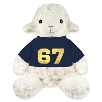 Numéro 67 paillettes doré - 67e anniversaire - Mouton en peluche Annika MiniFeet® - bleu marine - Devant