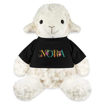 NORA Namenskunst mit Blumen bestickt - MiniFeet® Schaf Annika - Schwarz - Vorne