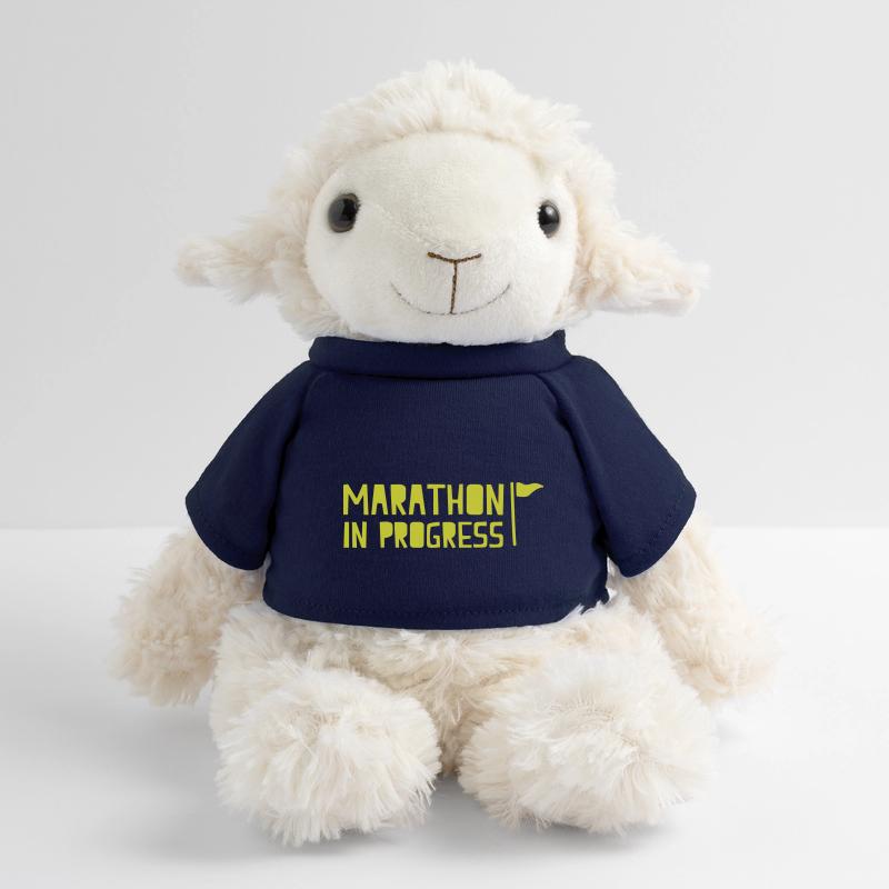 marathon in progress with little flag MiniFeet® Sheep Annika