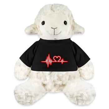 Battement de coeur, Saint-Valentin, Coeur, Pouls, Amour, Néon - Mouton en peluche Annika MiniFeet® - noir - Devant
