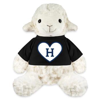 Lettre h cœur sport tendance bleu - idée cadeau - Mouton en peluche Annika MiniFeet® - noir - Devant