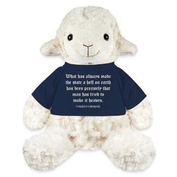 Gotisches Zitat von Hölderlin auf dem Staat - MiniFeet® Schaf Annika - French Navy - Vorne