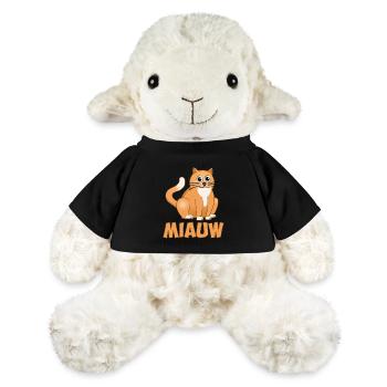 Le chat assis au-dessus du mot miaulement - Mouton en peluche Annika MiniFeet® - noir - Devant