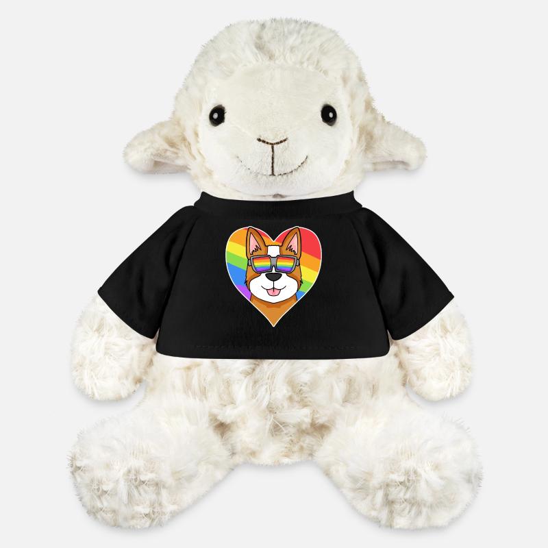 Rainbow - Cane gallese Corgi Pembroke con occhiali - Pecorella Annika di MiniFeet® - nero