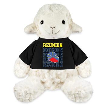 Gift idea flag map Reunion Island 974 - MiniFeet® Sheep Annika - black - Front