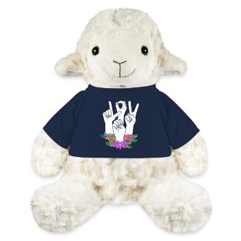 Langue des signes ASL sourd - Mouton en peluche Annika MiniFeet® - bleu marine - Devant