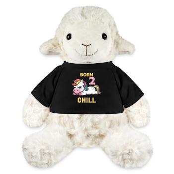 Born 2 Chill, lustiger Einhorn Spruch - MiniFeet® Schaf Annika - Schwarz - Vorne