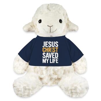 Jésus-Christ m’a sauvé la vie - Mouton en peluche Annika MiniFeet® - bleu marine - Devant