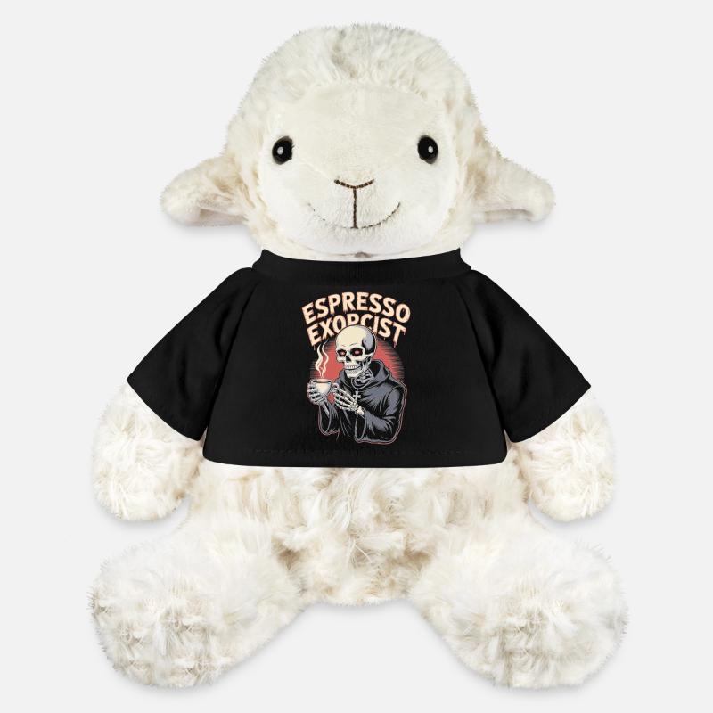 Espresso Exorcist Skeleton Sipping Coffee Design - MiniFeet® Sheep Annika - black