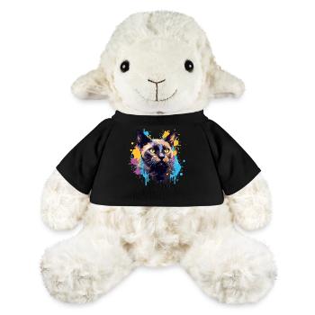 Splash Art Visage de chat birman coloré - Mouton en peluche Annika MiniFeet® - noir - Devant