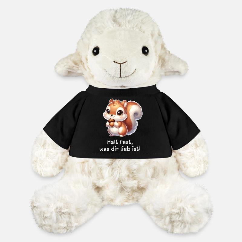 Écureuil mignon avec une noix dans ses mains - Mouton en peluche Annika MiniFeet® - noir