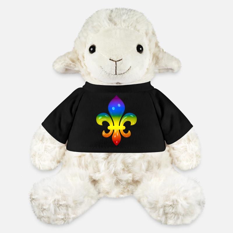 Fleur de Lys aux couleurs de l’arc-en-ciel - Mouton en peluche Annika MiniFeet® - noir