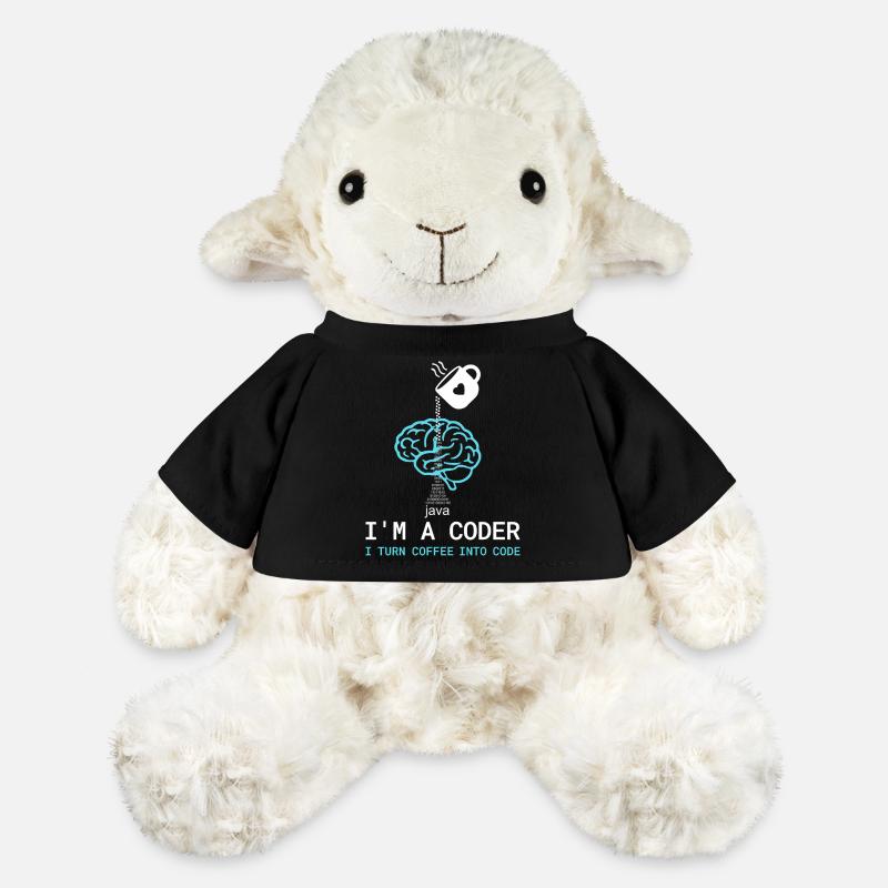 T-shirt Coder : Du café dans le code – Nerdy Programmie - Mouton en peluche Annika MiniFeet® - noir