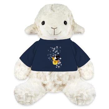 Kokeshi qui joue avec des papillons - Mouton en peluche Annika MiniFeet® - bleu marine - Devant