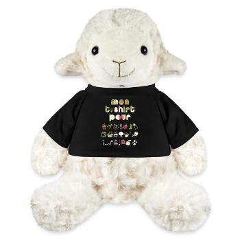 Mon t-shirt pour le jardin, cadeau femme jardinage - Mouton en peluche Annika MiniFeet® - noir - Devant