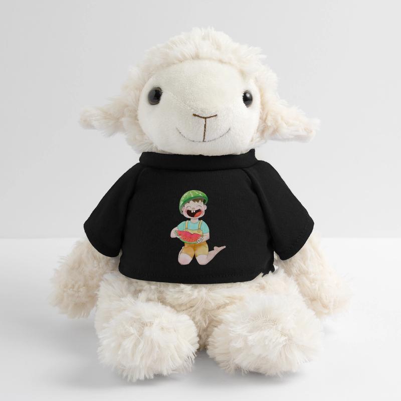 Enfant heureux avec de la pastèque Mouton en peluche Annika MiniFeet®