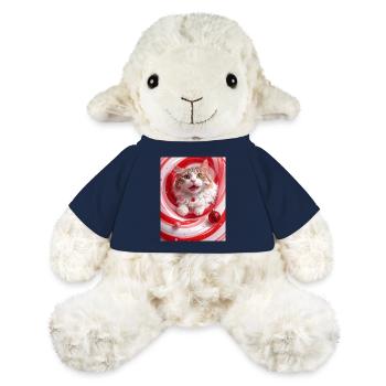 Chat de Noël dans un tourbillon de menthe poivrée rouge - Mouton en peluche Annika MiniFeet® - bleu marine - Devant