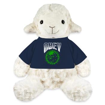 Obéir Illustration Crâne de virus vert gras - Mouton en peluche Annika MiniFeet® - bleu marine - Devant