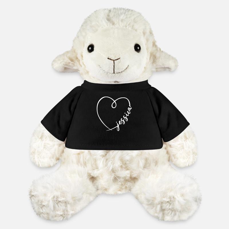 Coeur de calligraphie nom de Jessica - Mouton en peluche Annika MiniFeet® - noir