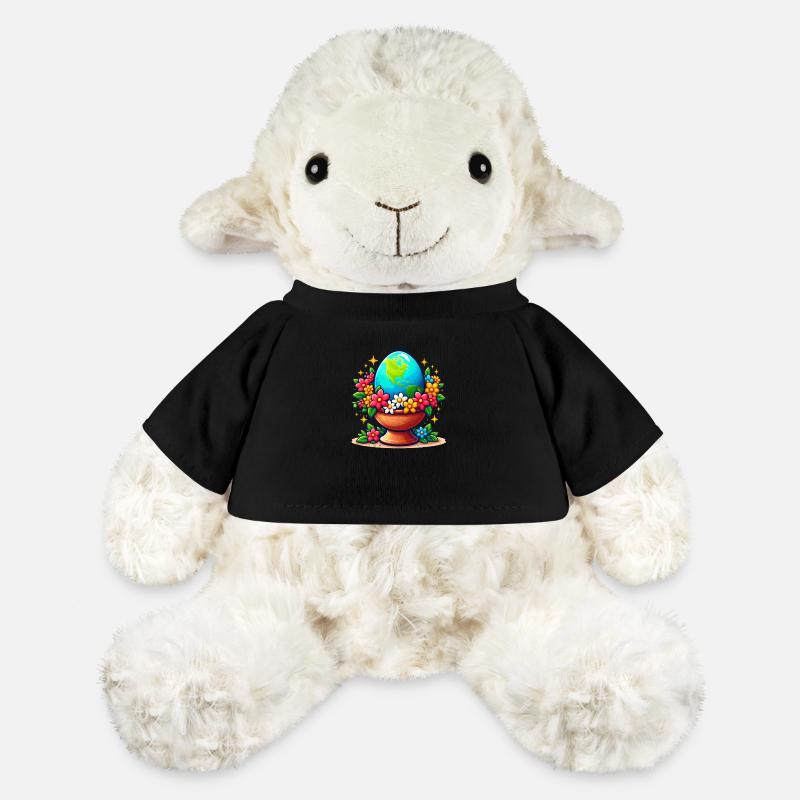 Le sol dans un pot à œufs avec des fleurs autour - Mouton en peluche Annika MiniFeet® - noir