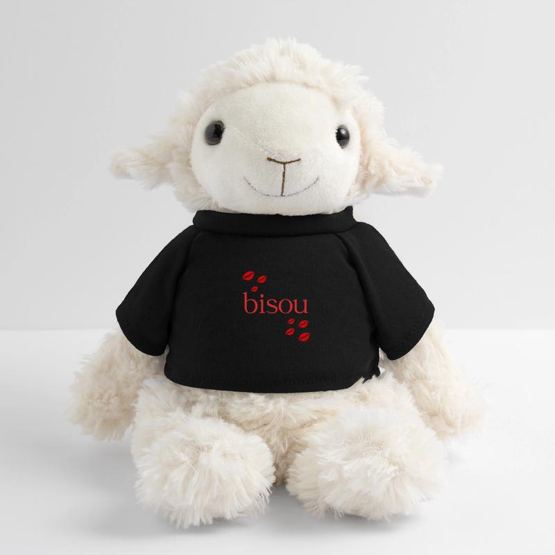 Typographie rouge Bisou avec des lèvres qui s’embrassent Mouton en peluche Annika MiniFeet®