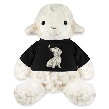 Dachshund with Butterfly Profile Sketch Banksy Style - MiniFeet® Sheep Annika - black - Front