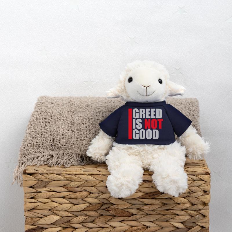 La cupidité n’est pas une bonne déclaration anticapitaliste Protestation Mouton en peluche Annika MiniFeet®