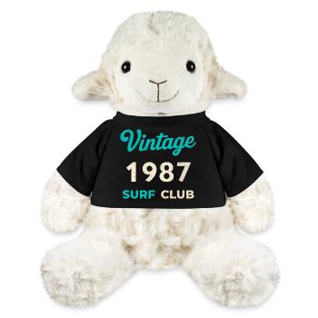 Cadeau vintage de l’année de naissance rétro du Surf Club 1987 - Mouton en peluche Annika MiniFeet® - noir - Devant
