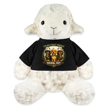 Dackel Natur Wappen Motiv mit Herz und Spruch - MiniFeet® Schaf Annika - Schwarz - Vorne