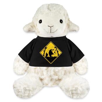 Panda panneau de signalisation jaune - Mouton en peluche Annika MiniFeet® - noir - Devant