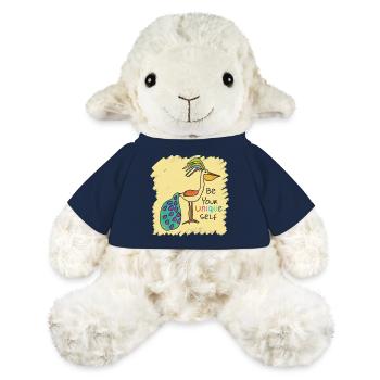 Bel oiseau, drôle, spécial, unique avec texte - Mouton en peluche Annika MiniFeet® - bleu marine - Devant