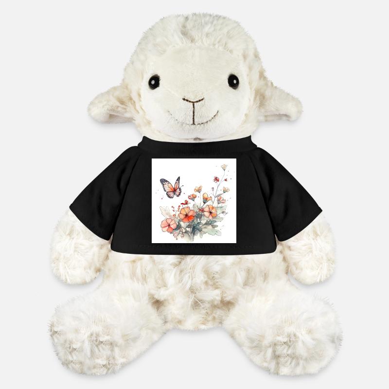 Poster - Sommerwiese mit Schmetterling - MiniFeet® Schaf Annika - Schwarz