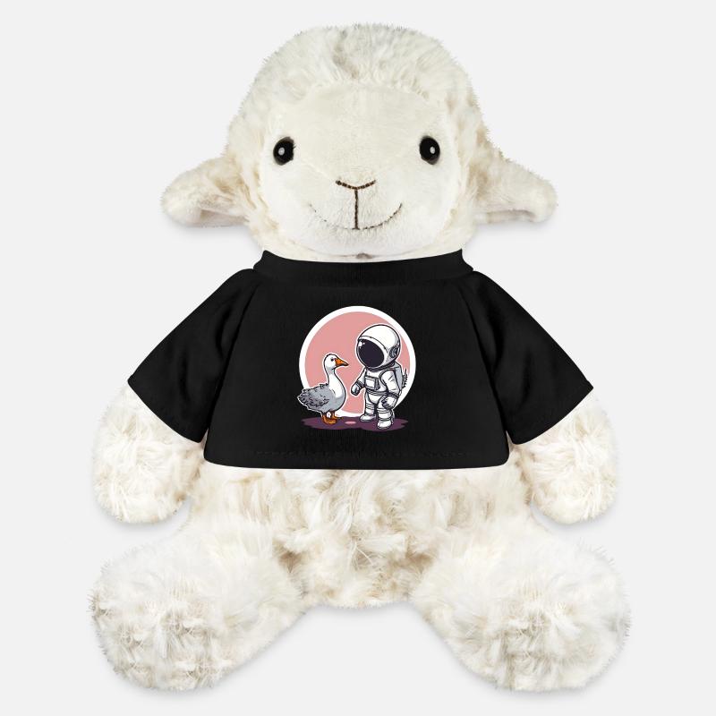 Mignon astronaute et oie dessin animé Design | Espace - Mouton en peluche Annika MiniFeet® - noir