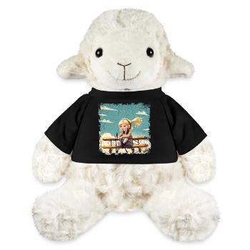 Fille assise sur un biplan | Fantaisie - Mouton en peluche Annika MiniFeet® - noir - Devant
